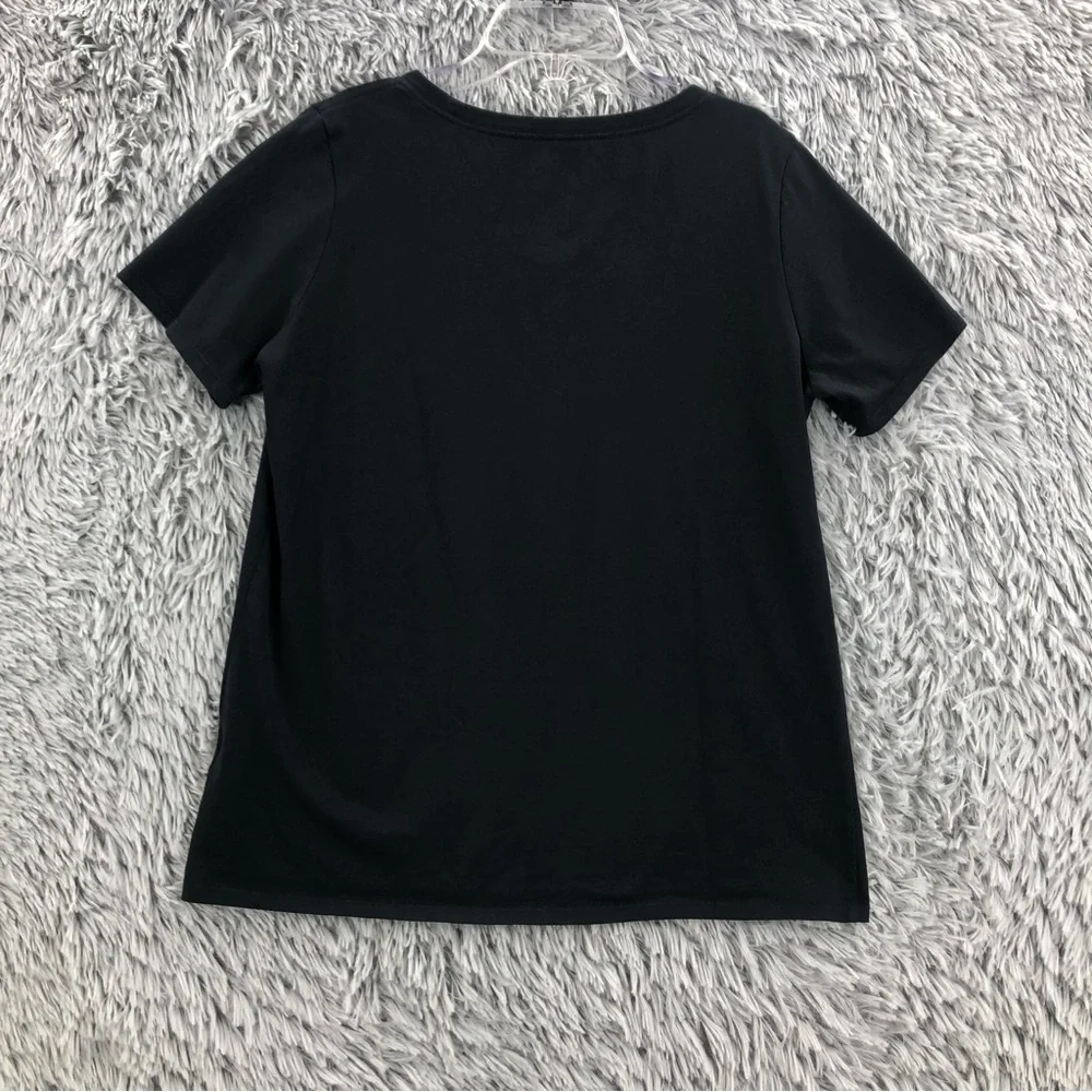 Nike Tshirt Womens Large Swoosh Checkmark Black Athletic Workout Dri Fit Shirt